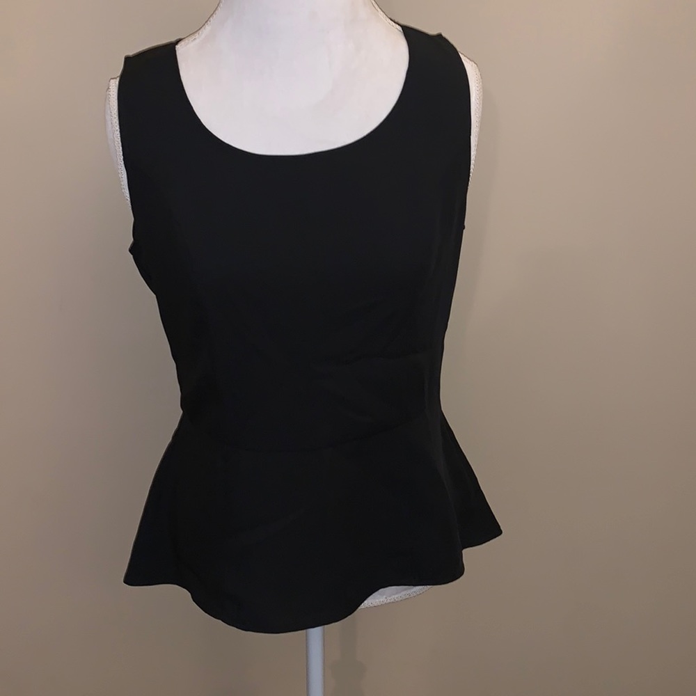 A Moon Collection Peplum Black High Low Top